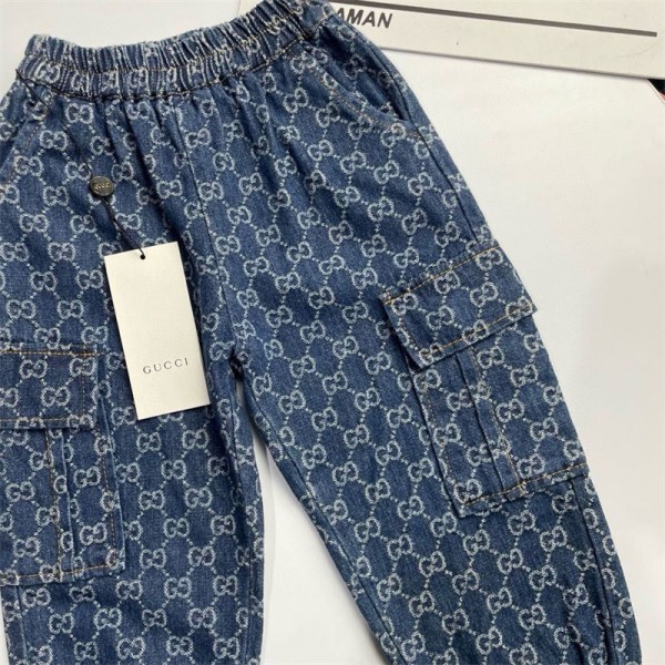 グッチブランド キッズ デニム パンツ GUCCI 子供服 ロングパンツ男の子 綿 GG柄 長ズボン 女の子 ジーンズ カジュアル ジュニア ゴムウエスト おしゃれ 小学生 100-160CM