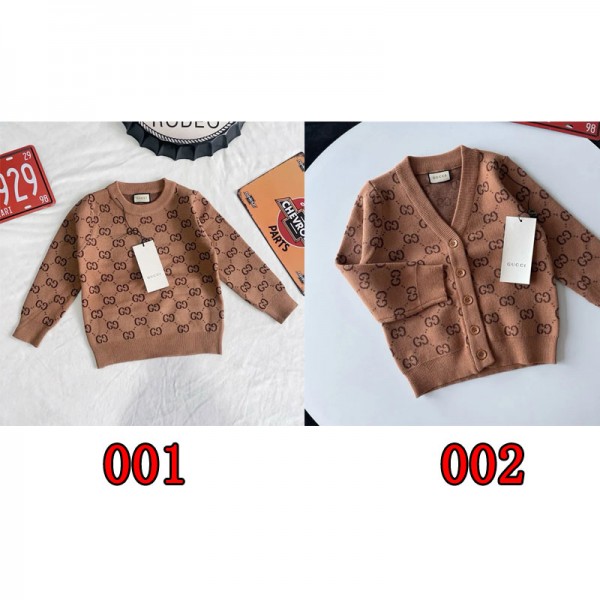 Gucci グッチハイブランド子供服 ニットセーター 男の子 女の子 クルーネック 長袖 丸首 綿 キッズ 春秋冬 カーディガン 100-150cm 男の子 Vネック ニット 長袖 綿 キッズ セーター スクールコート