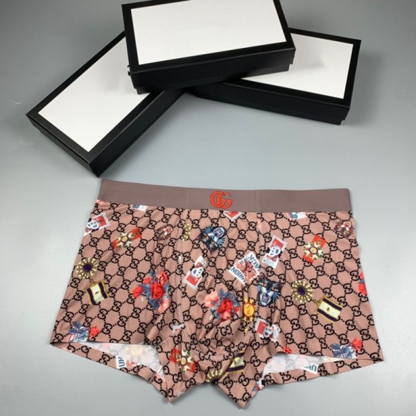 Gucciブランドメンズボクサーパンツ 薄型 3枚セット ブリーフ アイスシルク グッチ下着内衣 快適メッシュ 通気性 吸水速乾 ボクサーブリーフ 涼しい 夏の メンズ下着L-3XL