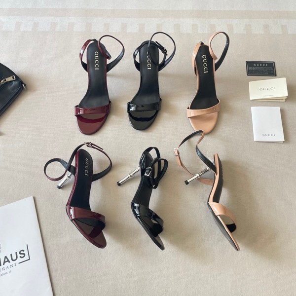 Gucci グッチブランドサンダル エナメルサンダル ストラップサンダル ハイヒール8.0cm レディースシューズ 高級靴 美足 エレガント おしゃれ 225¬255MM
