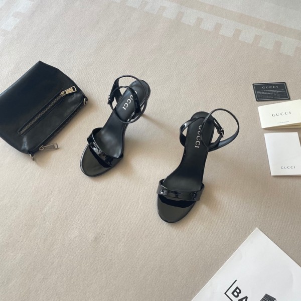 Gucci グッチブランドサンダル エナメルサンダル ストラップサンダル ハイヒール8.0cm レディースシューズ 高級靴 美足 エレガント おしゃれ 225¬255MM
