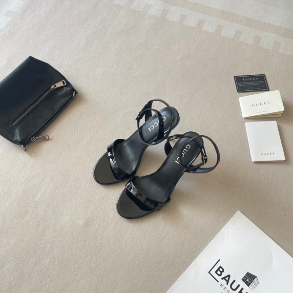 Gucci グッチブランドサンダル エナメルサンダル ストラップサンダル ハイヒール8.0cm レディースシューズ 高級靴 美足 エレガント おしゃれ 225¬255MM