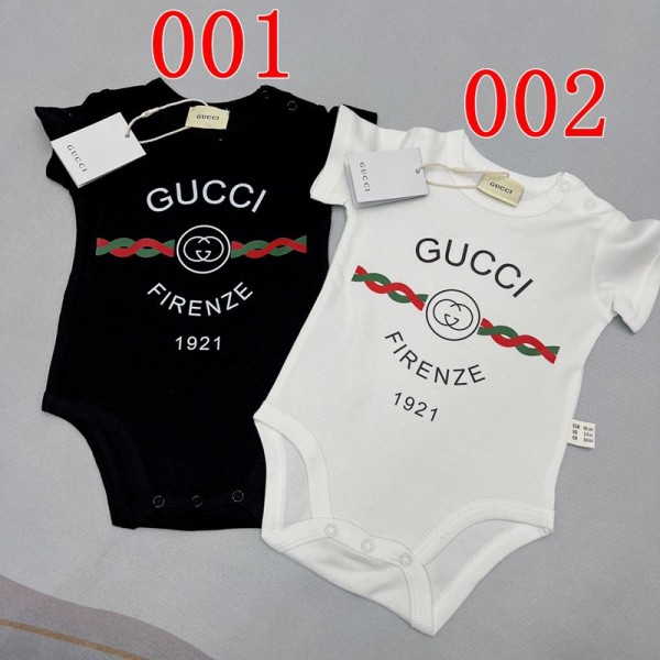 グッチGucci ブランドベビー服 夏 女の子 男の子 子供ロンパース 半袖 前開き ボディースーツ カバーオール 新生児 肌着 可愛いプリント柄 涼感 出産祝い 59 66 73 80 90 