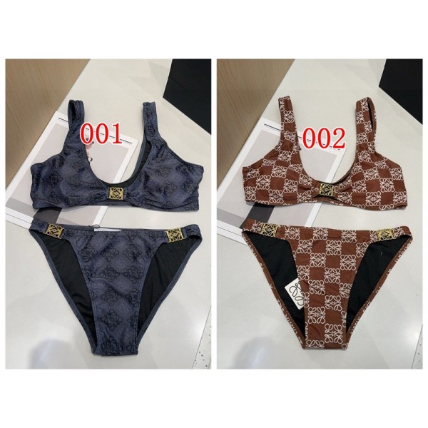 LOEWE ロエベハイブランド水着 レディース ビキニ 三角ビキニ ビーチウェア パット付き 上下セット リボン かわいい スイムウェア エレガント 温泉 海 プール 旅行 S-XL