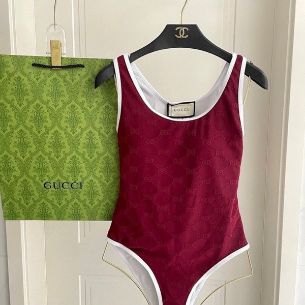 Gucci グッチハイブランド水着 ワンピース ビキニ GGジャガード柄 ビーチウェア スイミング服 パッド入り 体型カバー スイムスーツ 可愛い スイムウェア レディース S-XL
