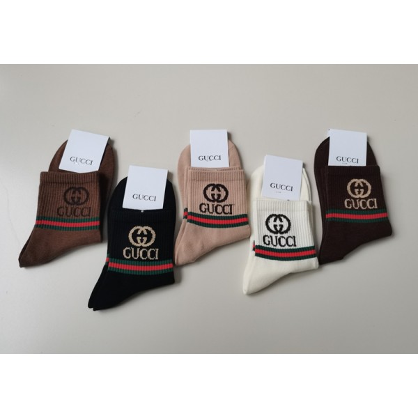 Gucci グッチハイブランド ソックス 綿製ブランドミドルソックス 高品質浅口ソックス 女の子好き 韓国上質な コットン ソックス くつした 5足セット