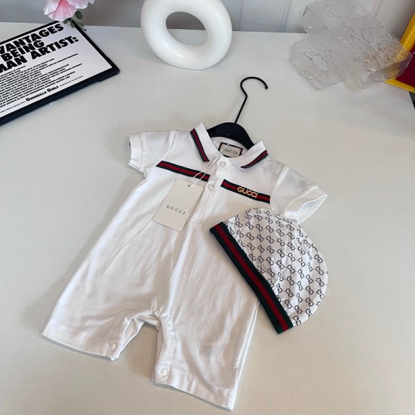 ブランドグッチGUCCIベビー服 半袖 女の子 男の子 夏 ロンパース カバーオール 前開き ボディースーツ 新生児服 肌着 お出かけ服 可愛い動物柄 59¬90CM 出産祝い クマ柄 犬柄 縞柄