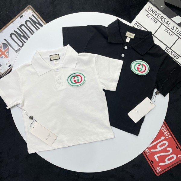 Gucci グッチブランド子供ポロシャツ 半袖 キッズＴシャツ 男女兼用 サラッと快適 ノーアイロン 毛玉防止 90-160CM きちんとした見た目 吸汗速乾 抗菌防臭 子供 男の子 女の子 スクールポロシャツ