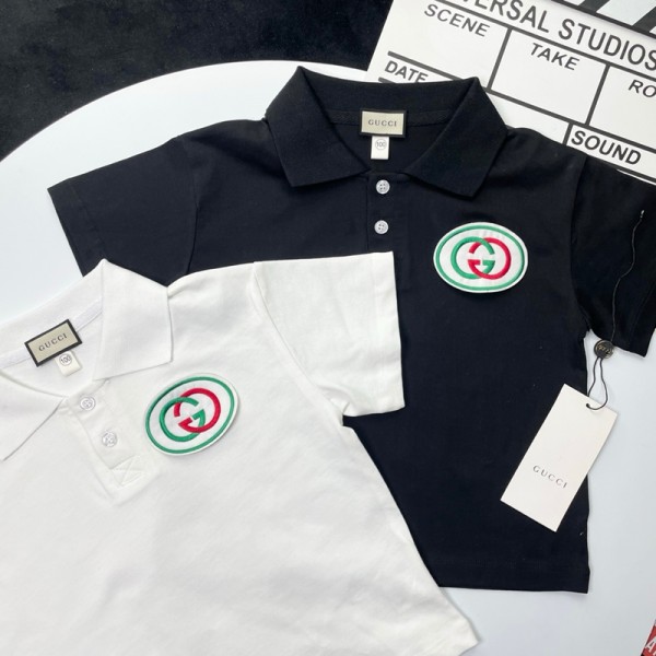Gucci グッチブランド子供ポロシャツ 半袖 キッズＴシャツ 男女兼用 サラッと快適 ノーアイロン 毛玉防止 90-160CM きちんとした見た目 吸汗速乾 抗菌防臭 子供 男の子 女の子 スクールポロシャツ