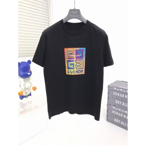 ジバンシーブランド Tシャツ定番プリント 丸首 半袖 Tシャツシンプル高品質 コットン 柔らかい 快適 Tシャツ 上着 カジュアル 男女兼用 Tシャツトップス