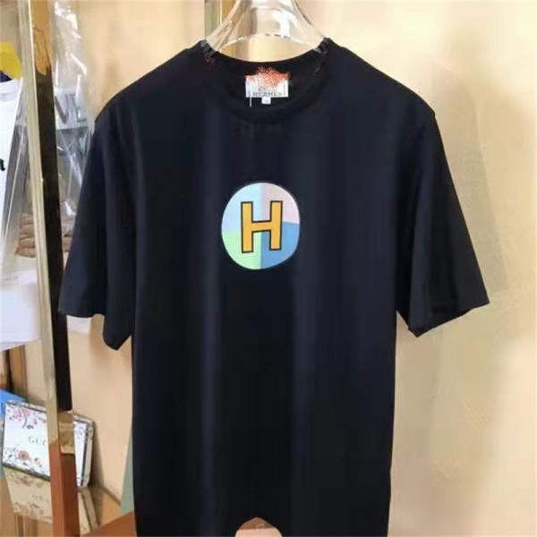 エルメス tシャツハイブランドHermes ファッション 高級感 半袖 tシャツ 上着 メンズ カジュアル ゆったり 着瘦せ tシャツ トップス