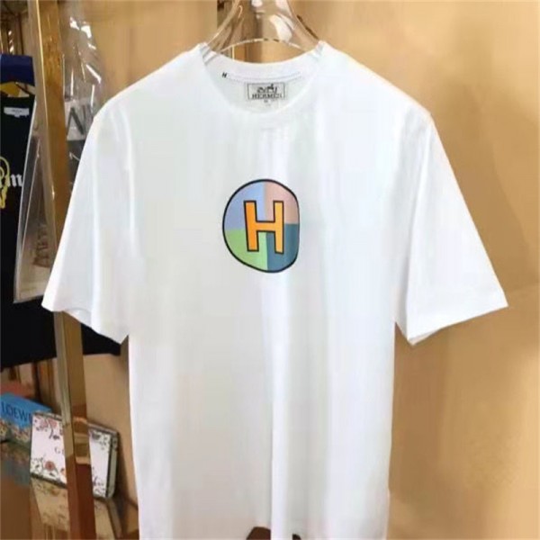 エルメス tシャツハイブランドHermes ファッション 高級感 半袖 tシャツ 上着 メンズ カジュアル ゆったり 着瘦せ tシャツ トップス