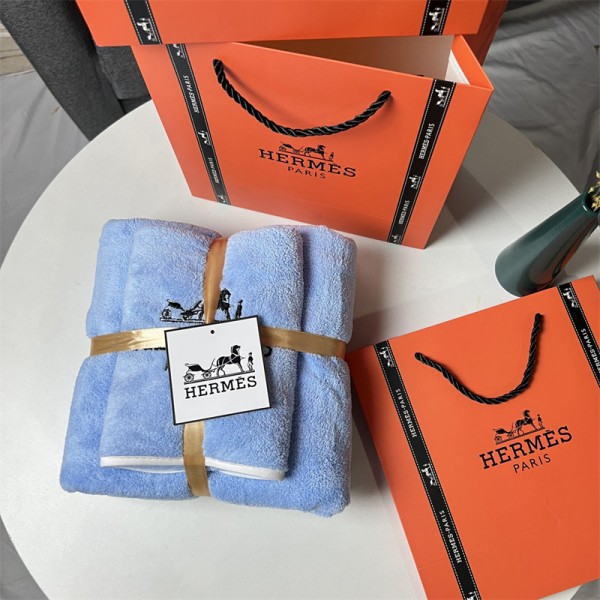 エルメスブランドタオル バスタオル 2点セット HERMES 2022 新品 厚手 肌触りがよい タオル 毛抜けない 超吸水 バスタオル 家用 シャワー用 35*75cm+70*140cm 手提げ袋付き