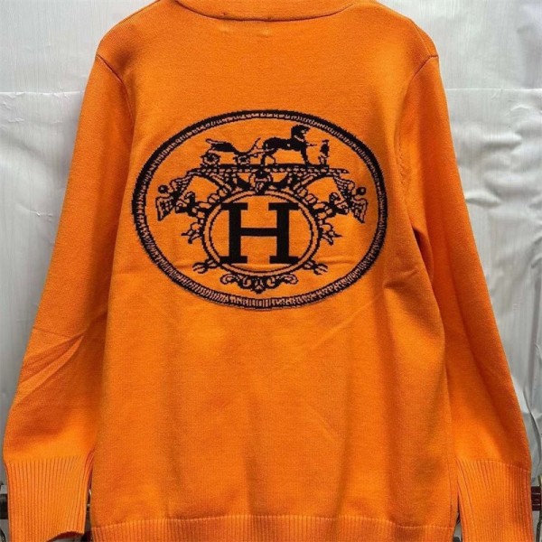 エルメス HERMES ブランド セーター 春秋 やわらか ニット製 長袖 カーディガン 人気 ファション 前開きセーター