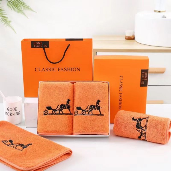 Hermes エルメス ビーチバスタオル 激安 ハイブランド多用途タオルハイブランドシャワータオル 大幅 吸水タオルタオルブランド 人気 女性 2枚セット
