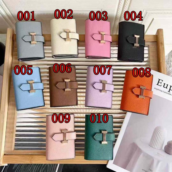 Hermes エルメスブランド二つ折り財布 レディース 短財布 PU革製 小銭入れ付 多カード入れ お札入れ 大容量 小型 軽量 多機能 ダブルボタン ダブルファスナー クリスマス 母の日プレゼント 自分用もプレゼント用も最適