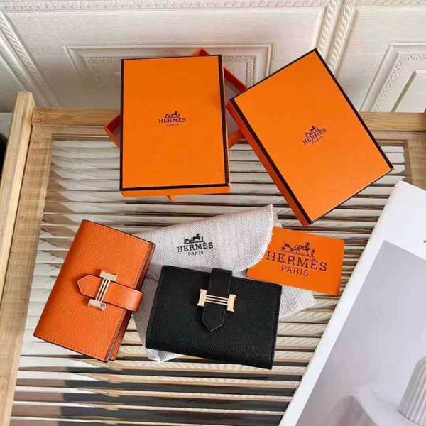 Hermes エルメスブランド二つ折り財布 レディース 短財布 PU革製 小銭入れ付 多カード入れ お札入れ 大容量 小型 軽量 多機能 ダブルボタン ダブルファスナー クリスマス 母の日プレゼント 自分用もプレゼント用も最適