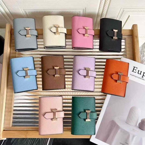 Hermes エルメスブランド二つ折り財布 レディース 短財布 PU革製 小銭入れ付 多カード入れ お札入れ 大容量 小型 軽量 多機能 ダブルボタン ダブルファスナー クリスマス 母の日プレゼント 自分用もプレゼント用も最適