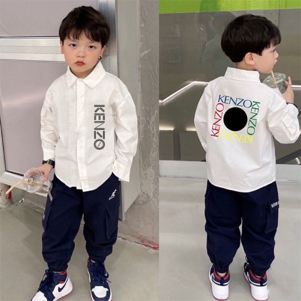 Kenzo ケンゾー ブランドボタンシャツ ボーイズ キッズ ワイシャツ かっこいい 子供服 可愛いシャツ 長袖 コットンシャツ yシャツ フォーマル 入園式 入学式90 -150cm