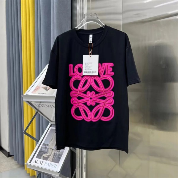 ロエベブランド tシャツ ファッション潮流 半袖 tシャツ コットン 柔らかい 肌触りがよい tシャツ 上着 レディースメンズ 人気 ゆったり カジュアル tシャツ トップス