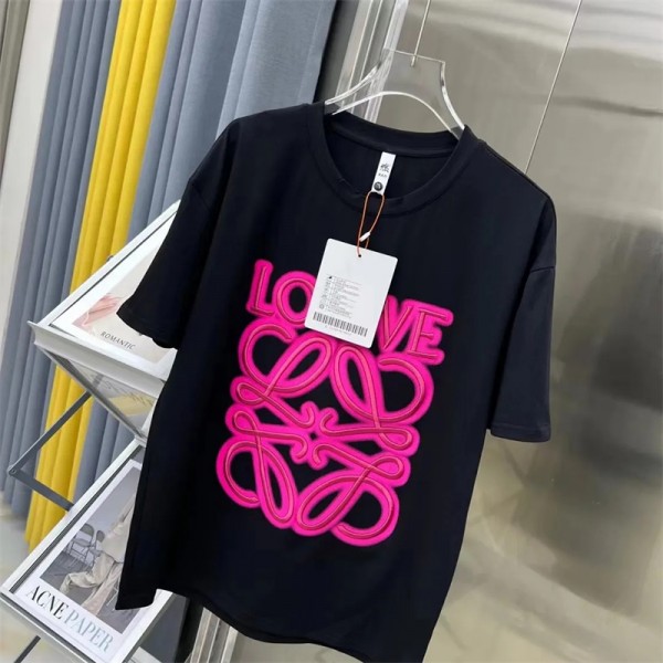 ロエベブランド tシャツ ファッション潮流 半袖 tシャツ コットン 柔らかい 肌触りがよい tシャツ 上着 レディースメンズ 人気 ゆったり カジュアル tシャツ トップス