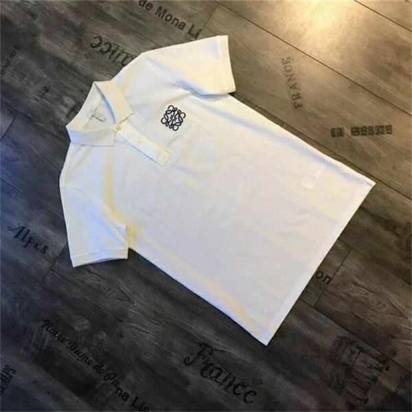 ロエベブランド tシャツシンプル 高品質 コットン 肌触りがよい tシャツ メンズ poloネック ビジネス 半袖 tシャツ 上着 カジュアル 快適 tシャツ