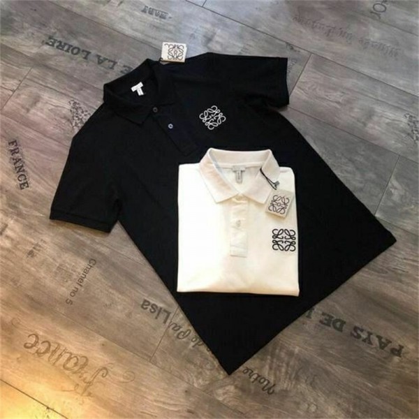 ロエベブランド tシャツシンプル 高品質 コットン 肌触りがよい tシャツ メンズ poloネック ビジネス 半袖 tシャツ 上着 カジュアル 快適 tシャツ