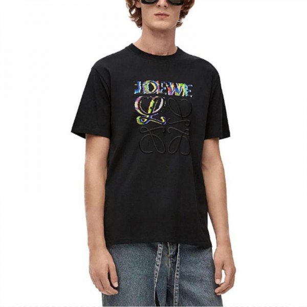 ロエベ tシャツハイブランドLoewe 夏 シンプル 黒白2色 半袖tシャツ上着 オーバーサイズ カジュアル 人気 tシャツ 男女兼用 カップルオススメ