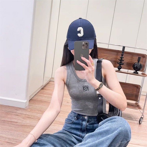 LOEWE ロエベ ブランドリブタンクトップ レディース ブラ紐隠しインナー 脇が見えない キャミソール 肌着 おしゃれ スポーツ ノースリーブ 綿 着痩せ M - 3XL　