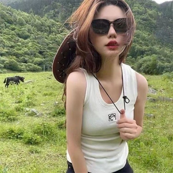 LOEWE ロエベ ブランドリブタンクトップ レディース ブラ紐隠しインナー 脇が見えない キャミソール 肌着 おしゃれ スポーツ ノースリーブ 綿 着痩せ M - 3XL　