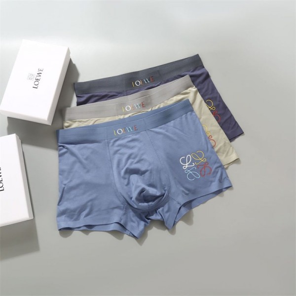 Loeweブランドボクサーパンツ メンズ (3枚組) 高通気性 ロエベ ローライズ 前閉じ 3D立体 パンツ メンズ 下着 ボクサーブリーフ 男性 下着 メンズ ボクサー プレゼント 父の日