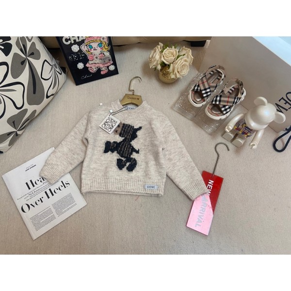 LOEWE ロエベハイブランドセーター ベビー キッズ ジュニア ニット長袖 お出かけ ニットセーター 馬の柄 厚手 かわいい 通学 普段着 通園 セーター 90-140cm