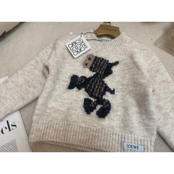 LOEWE ロエベハイブランドセーター ベビー キッズ ジュニア ニット長袖 お出かけ ニットセーター 馬の柄 厚手 かわいい 通学 普段着 通園 セーター 90-140cm