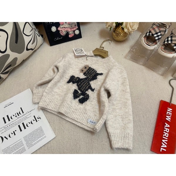 LOEWE ロエベハイブランドセーター ベビー キッズ ジュニア ニット長袖 お出かけ ニットセーター 馬の柄 厚手 かわいい 通学 普段着 通園 セーター 90-140cm