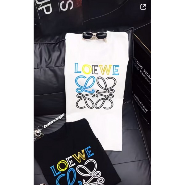 LOEWE ロエベブランドTシャツ メンズ 半袖 綿100% ゆったり上着 プリント 丸首 吸汗速乾 通気性 男女兼用 柔らかい XS~5XL 快適 インナーシャツ カジュアル おしゃれ 肌着 春 夏 秋 冬