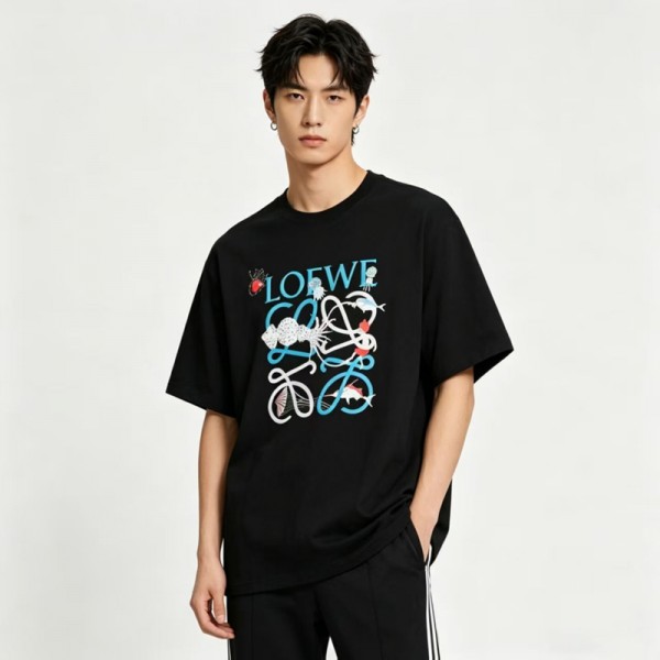 LOEWE ロエベブランド半袖tシャツカットソー コピー 夏tシャツ かわいい ブランドペアルックtシャツ 高品質 20代 30代40代 tシャツ 激安 パロディ S¬3XL