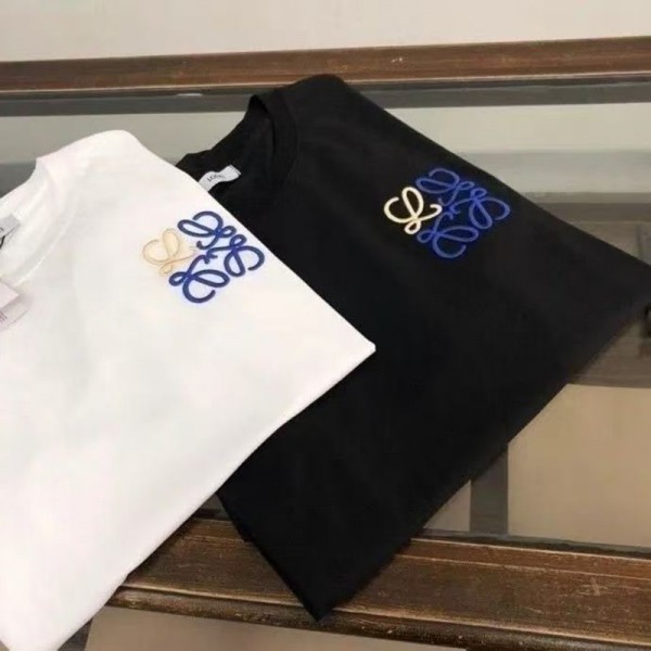 LOEWE ロエベブランド半袖tシャツブランド黒白tシャツオーバーサイズブランドペア揃いtシャツ上着カジュアル韓国 パチモン tシャツ S-5XL
