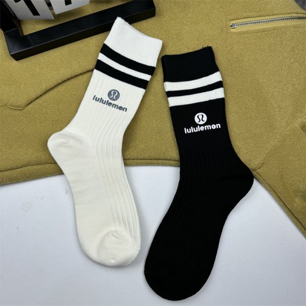 lululemon /ルルレモンレディース向け 靴下 かわいいコットン 靴下 メンズ 通気性 ハイソックス 女の子好き 韓国上質な コットン ソックス くつした
