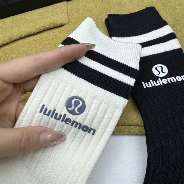 lululemon /ルルレモンレディース向け 靴下 かわいいコットン 靴下 メンズ 通気性 ハイソックス 女の子好き 韓国上質な コットン ソックス くつした