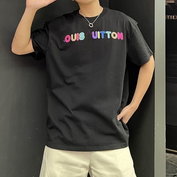 ハイブランドルイヴィトン tシャツ 春夏 純綿 肌に優しい T-shirt ファッション シンプル 半袖 tシャツ 男女カップル 若者愛用 tシャツ トップス 通販2022