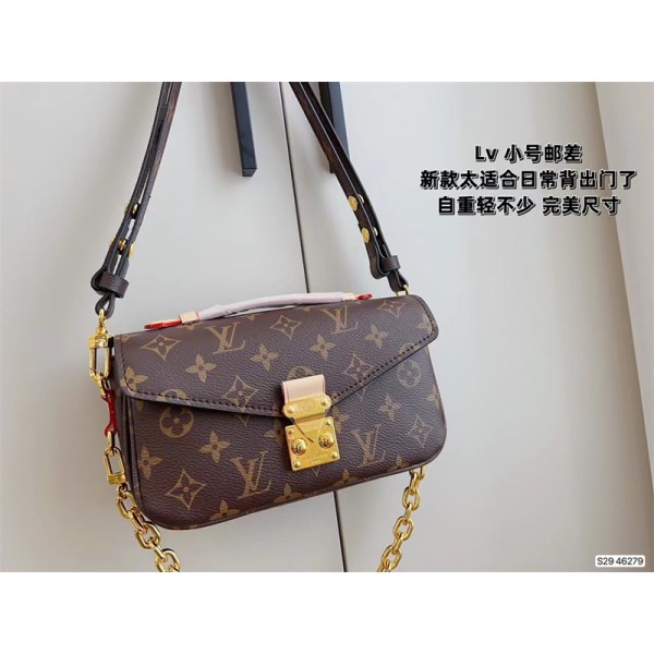 ルイヴィトンメッセンジャーバッグブランドLouis Vuitton レディース クラシックロゴレザー製 ショルダーバッグ チェーン ストラップ付き バッグ鞄