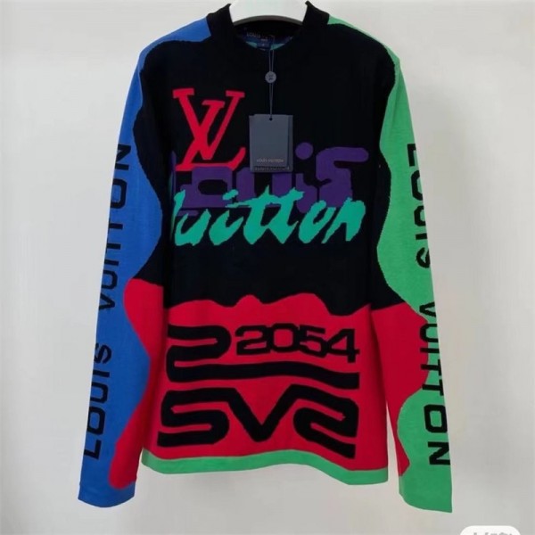 ルイヴィトン セーター ブランドLouis Vuitton メンズファッション 潮流 ニットプルオーバー個性感 秋冬 長袖 カジュアル セーター