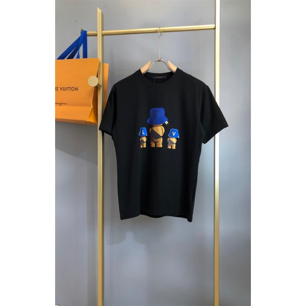 ルイヴィトンブランドtシャツ 夏 レディースメンズ 半袖 tシャツ 上着 黒白2色 ファッション 潮流 tシャツ トップス 服