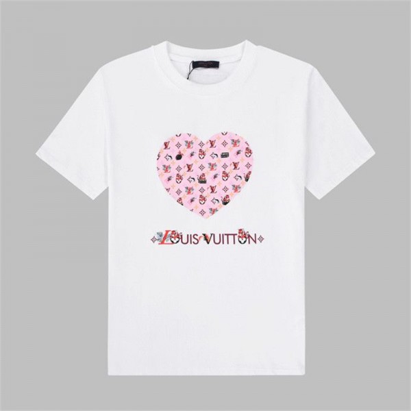 ルイヴィトンブランドtシャツ ホワイト 半袖tシャツ レディースメンズ カジュアル tシャツ オーバーサイズ ゆったり tシャツ 上着 普段着