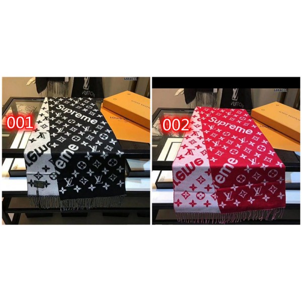 ルイヴィトン LV シュプリーム Supreme マフラー お洒落モノグラム 柔らかい ソフト 暖かい ショール 女性向け