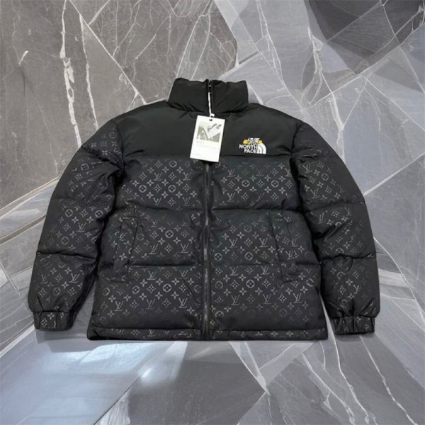 LV ルイヴィトン The North Face ザノースフェイス ブランド 中綿コート フード付きアウタージャケット 定番ロゴ 厚手 暖かい ふわふわ