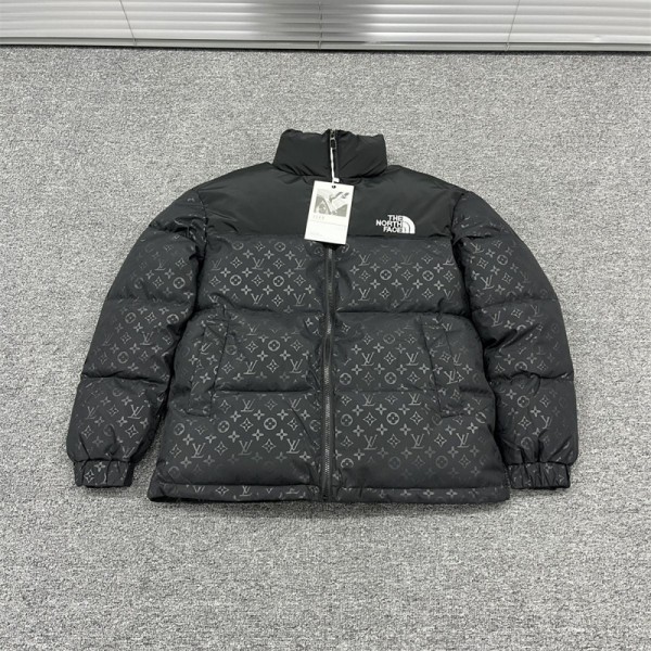 LV ルイヴィトン The North Face ザノースフェイス ブランド 中綿コート フード付きアウタージャケット 定番ロゴ 厚手 暖かい ふわふわ