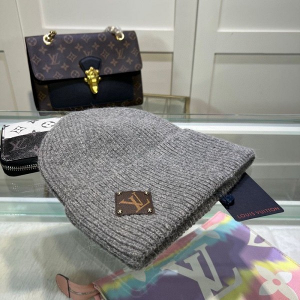 Lv ルイヴィトンハイブランドハンチング帽子 暖かい モノグラム 高級感 ニット製メンズブランドハットキャップブランドバケットハット女性ブランド帽子ハット小顔効果