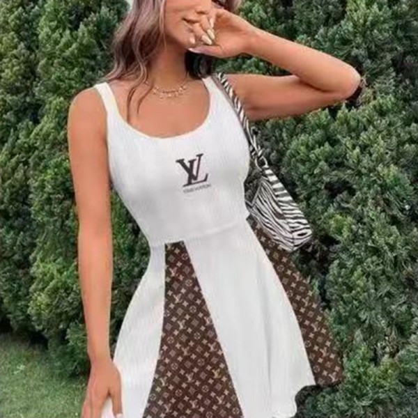 ルイヴィトン LV ブランド ワンピース 夏 涼しい 刺繍 ファション 女性 エレガント スカート 人気 パーティーデート適用