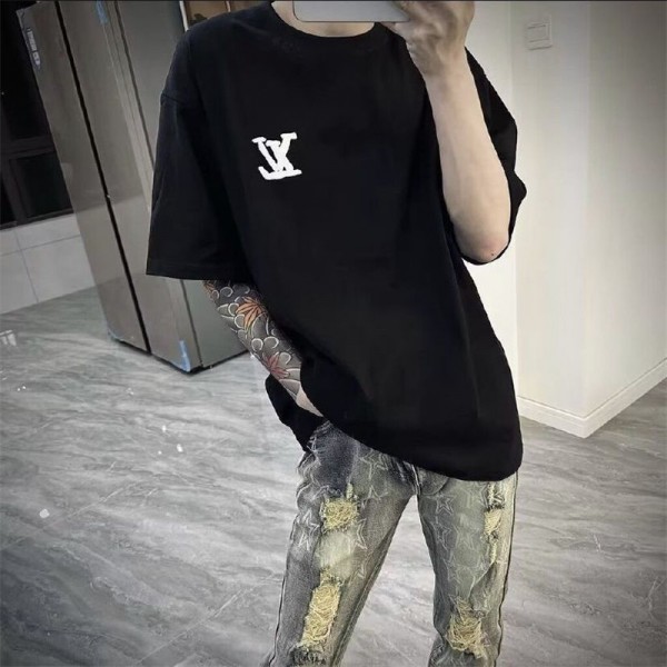 Lv ルイヴィトンブランドtシャツカットソー コピーブランド半袖tシャツ韓国 パチモン tシャツ20代 30代40代tシャツ 激安パロディ